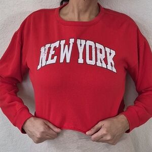 Social Scene New York Graphic Crop Top With Back Lace Up, SZ Medium